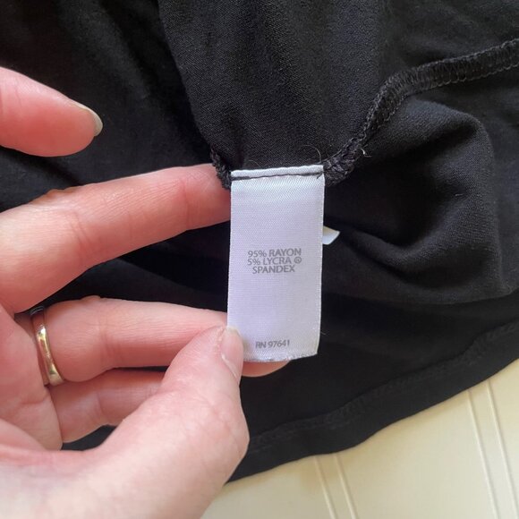 J Jill Wearever Top Black Small 3/4 Sleeve Faux Wrap Pleats Light Stretch T4 - Picture 5 of 10